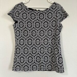 NEW Tommy Hilfiger White Navy Lace Blouse